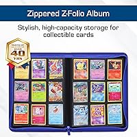 Vista 2 de BCW Z-Folio 9-Pocket LX Album - Blue Secure Zipper Card Organizer Premium Leatherette Card Collection Binder Trading Card Binder for Pokemon