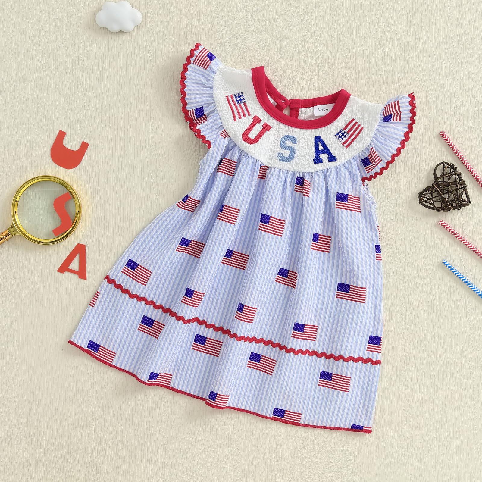 FYBITBO 4th of July Baby Girl Outfit Toddler Girl 4th of July Dress Ameraican Flag Romper Onesie Fourth of July Clothes (Usa dress, 2-3 Years)