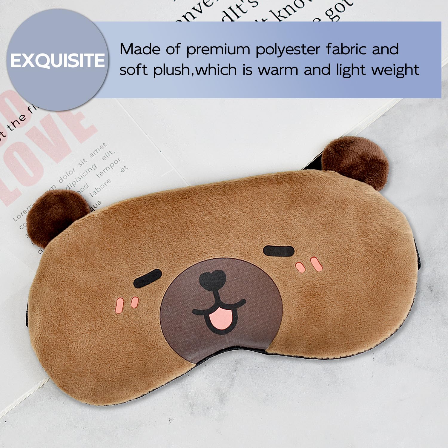 Schlafmaske Capybara Augenmaske für Schlafen Neuheit Plüsch Schlafmasken Reisen Nickerchen Augenbinde Augen Abdeckung Nachtmaske für Frauen Männer（Capybara）