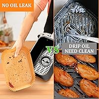 Vista 4 de 200 forros para freidora de aire para Ninja: forro de papel pergamino desechable antiadherente superior para Ninja DZ201/DZ401 Dual Airfryer Baking