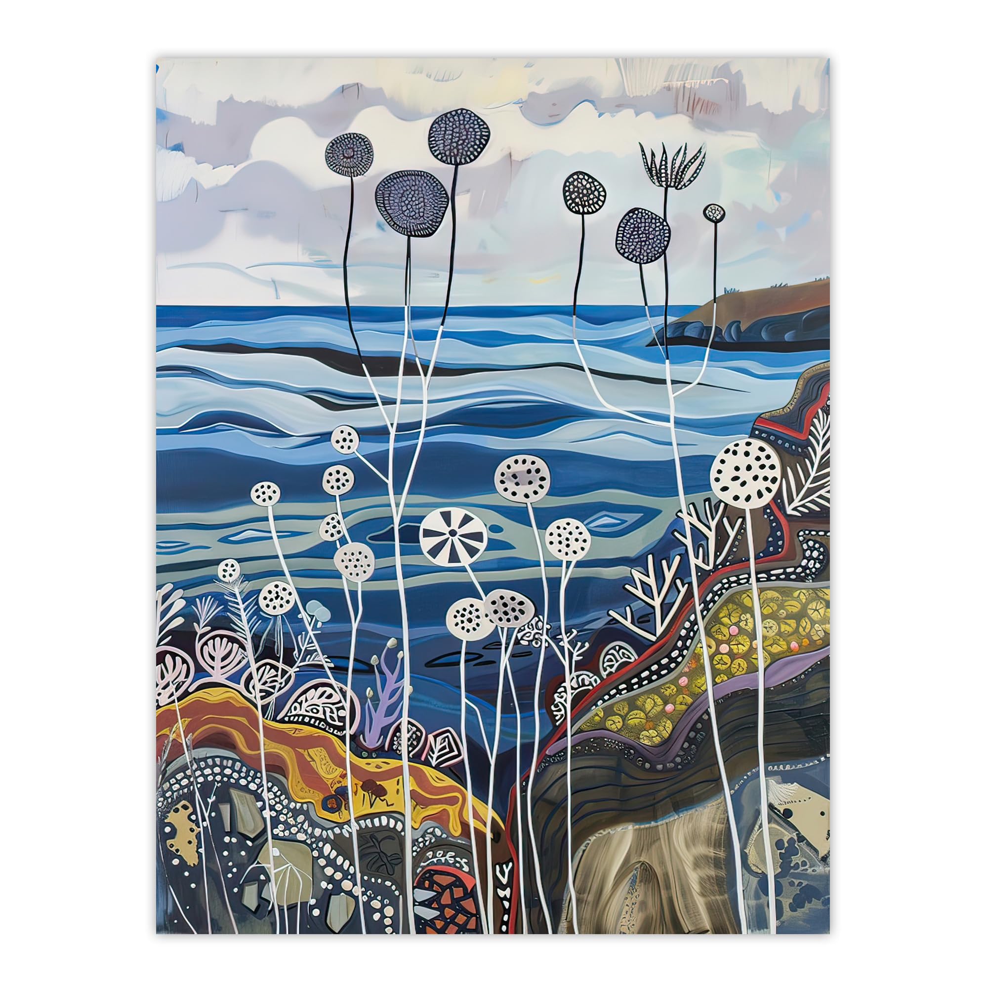 Artery8 Abstract Scottish Coastal Artwork Coral Sealife Wall Art Print W12" x H16"