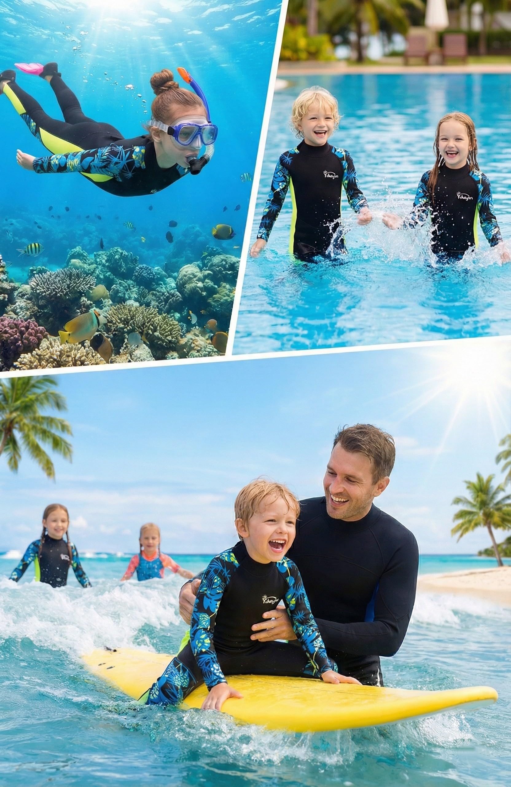 Muta Intera per Bambini, 2.5MM Neoprene Muta da Sub per Ragazzi e Ragazze, per Nuoto, Immersioni, Snorkeling, Surf, SUP