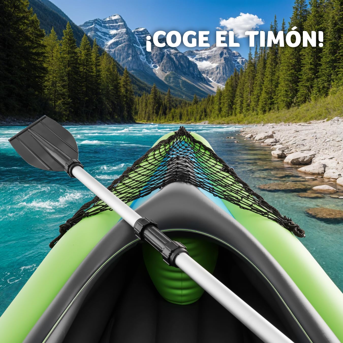 Tectake Kayak Inflable PVC Resistente Remo Doble Bomba Doble Acción Asiento Desmontable Quilla Acoplable Bolsa Transporte