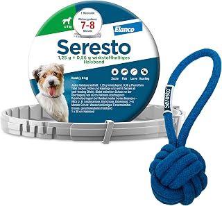 Elanco Seresto Promo-Set: Zecken- und Flohschutz für kleine Hunde bis 8 kg mit Wurfball, Halsband tötet Zecken und Flöhe schnell ab und schützt 7 bis 8 Monate lang