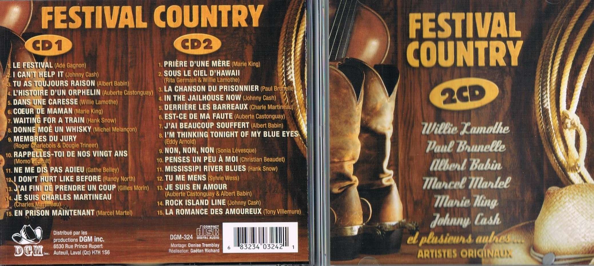4260 Festival Country - Artistes Originaux, 2 CD [Audio CD] Ade Gagnon, Johnny Cash, Albert Babin, Auberte Castonguay, Willie Lamothe, Marie King, Hank Snow, Michel Melancon, Roger Charlebois, Dougie Trinner, Momo Lecault, Gathe Belley, Randy North, Gilles Morin, Charles Martineau, Marcel Martel, Rita Germain, Paul Brunelle, Charle Martineau, Eddy Arnold, Sonia Levesque, Christian Beaudet, Sylvie Wess, Tony Villemure,