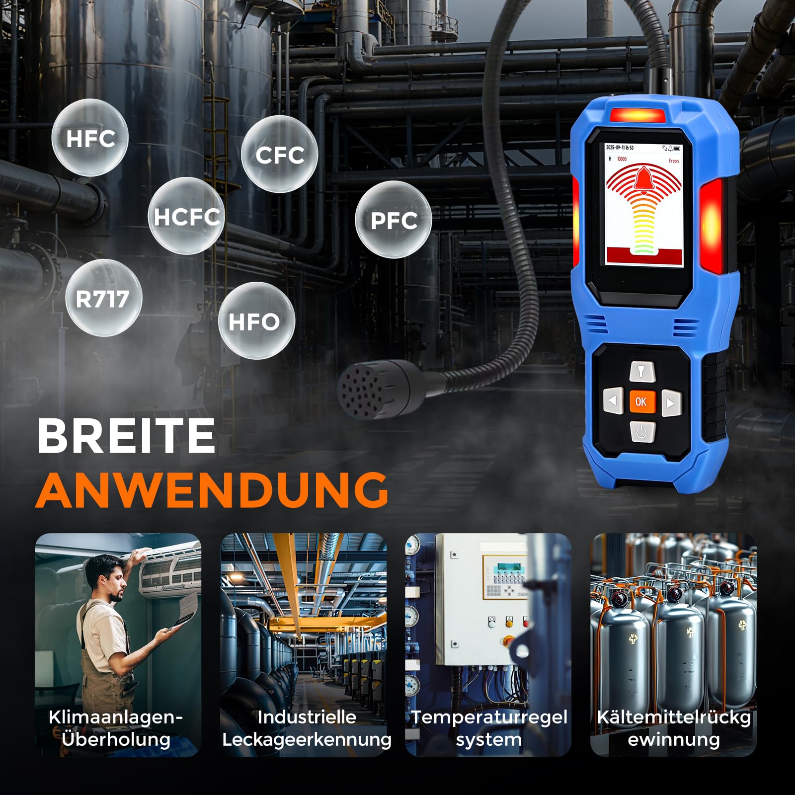 Bonvoisin Kältemittel-Leckdetektor, HVAC-Feon-Leckdetektor mit 3 Alarmtypen