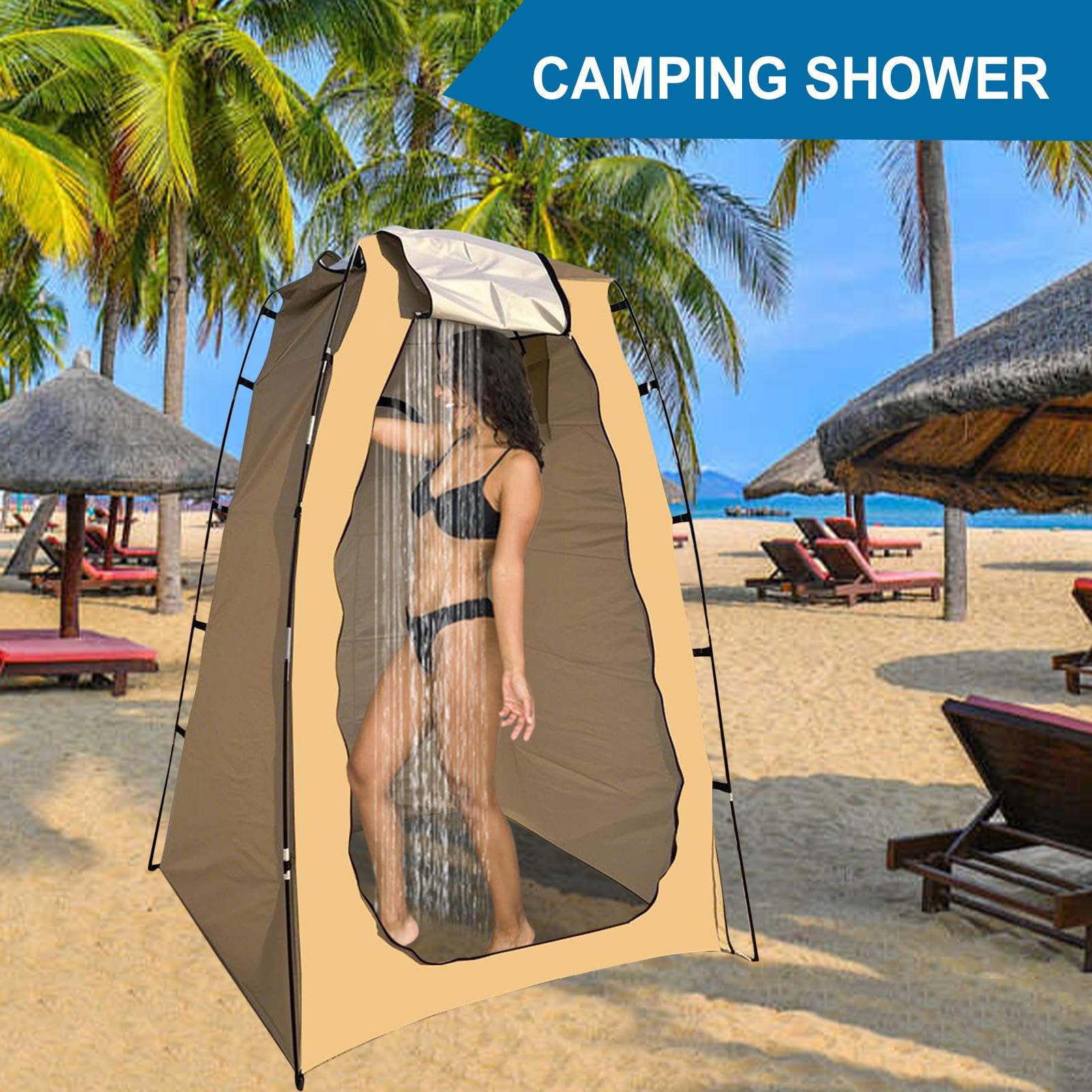 Duschzelt für den Außenbereich – Sichtschutz 4-in-1 für Camping, Strand, Wohnmobil | Tragbares Schutzzelt mit Netzwand, faltbarer Pavillon, Eisen-Verschluss