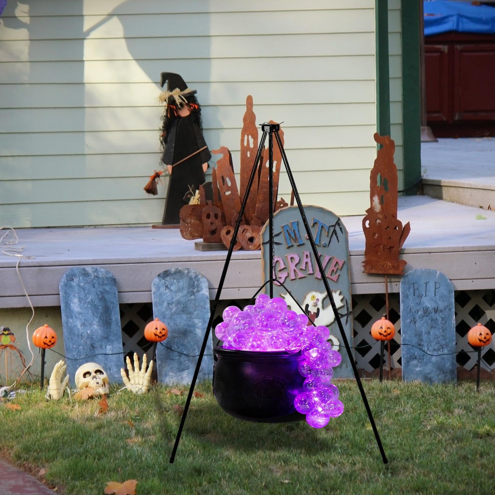Caldero de Brujas para Decoraciones de jardín, Decoraciones de Halloween