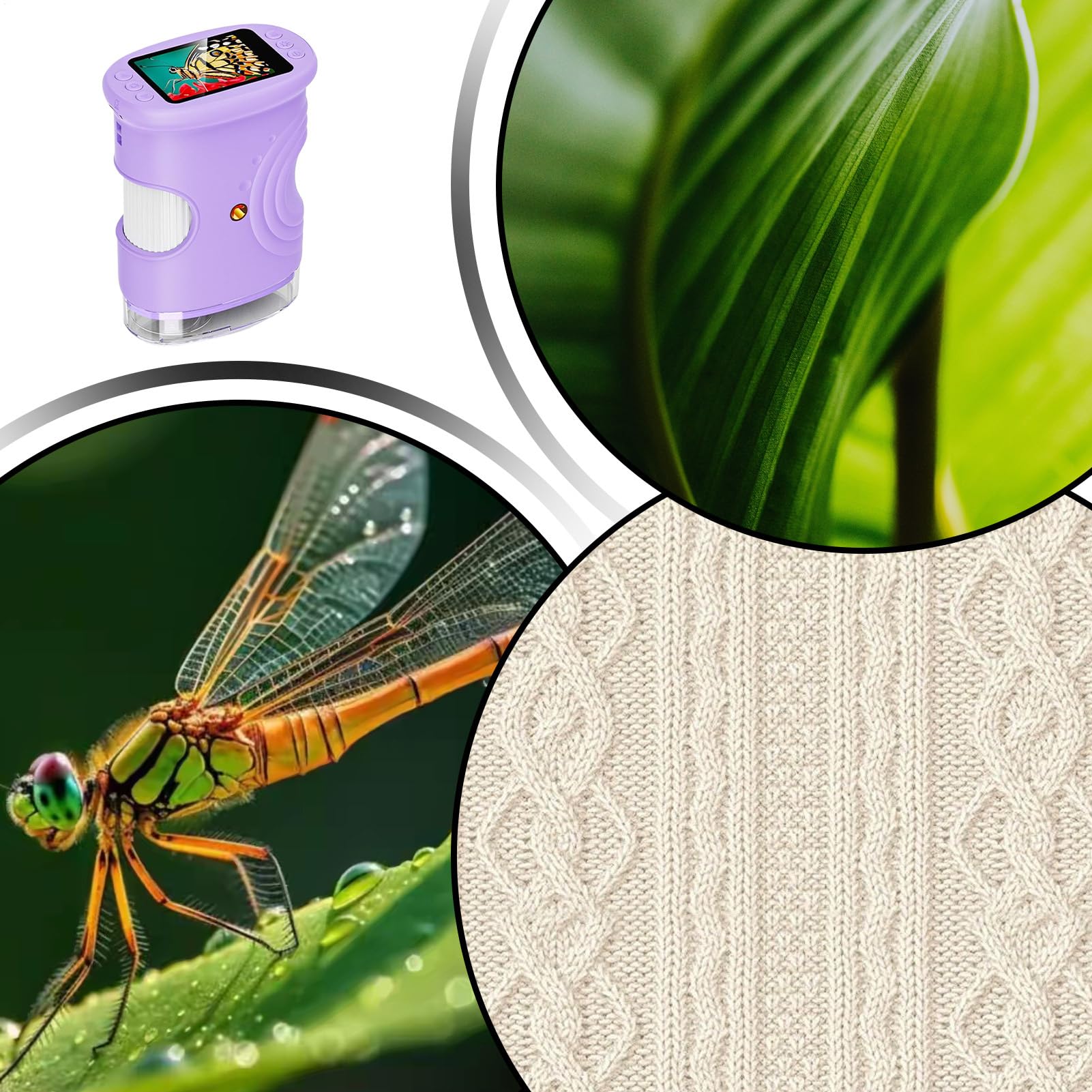 Microscopio Digital para Niños Juguetes Experimentales Recargables 1000X | Microscopio Digital De Bolsillo Con Pantalla De Centímetros para Niños y Niñas, Hogar, Escuela, Laboratorio y Exteriores