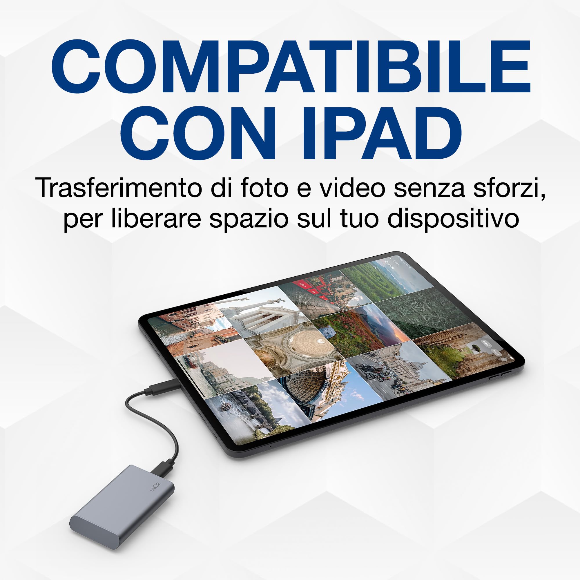 LaCie Mobile SSD Secure 2TB — design sottile, USB‑C SSD esterno portatile, Grey, per Mac e Windows — Rescue Data Recovery incluso