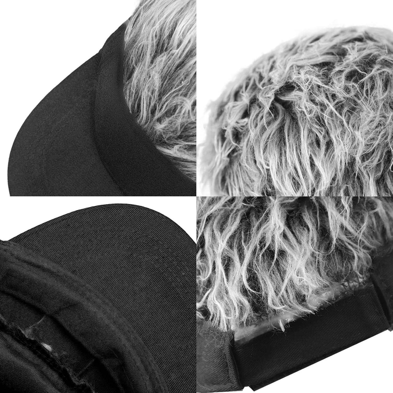 Funny Wig Baseball Cap, Novelty Faux Hair Visor Hat, Crazy Fuzzy Hair Cap for Outdoor Sports, Halloween Party, Costume