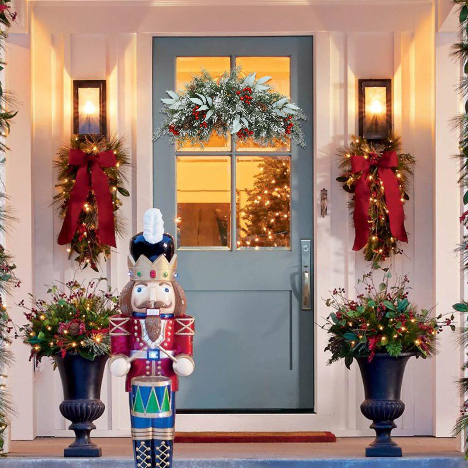 Ghirlanda Natalizia Con Luci 30 LED - 2.7 Metri Per Porte, Scale E Camino, Decorazioni Incluse - Foto 5