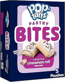 Pop-Tarts Baked Pastry Bites, Kids Snacks, School Lunch, Frosted Cinnamon Roll, 7oz Box (5 Pouches)