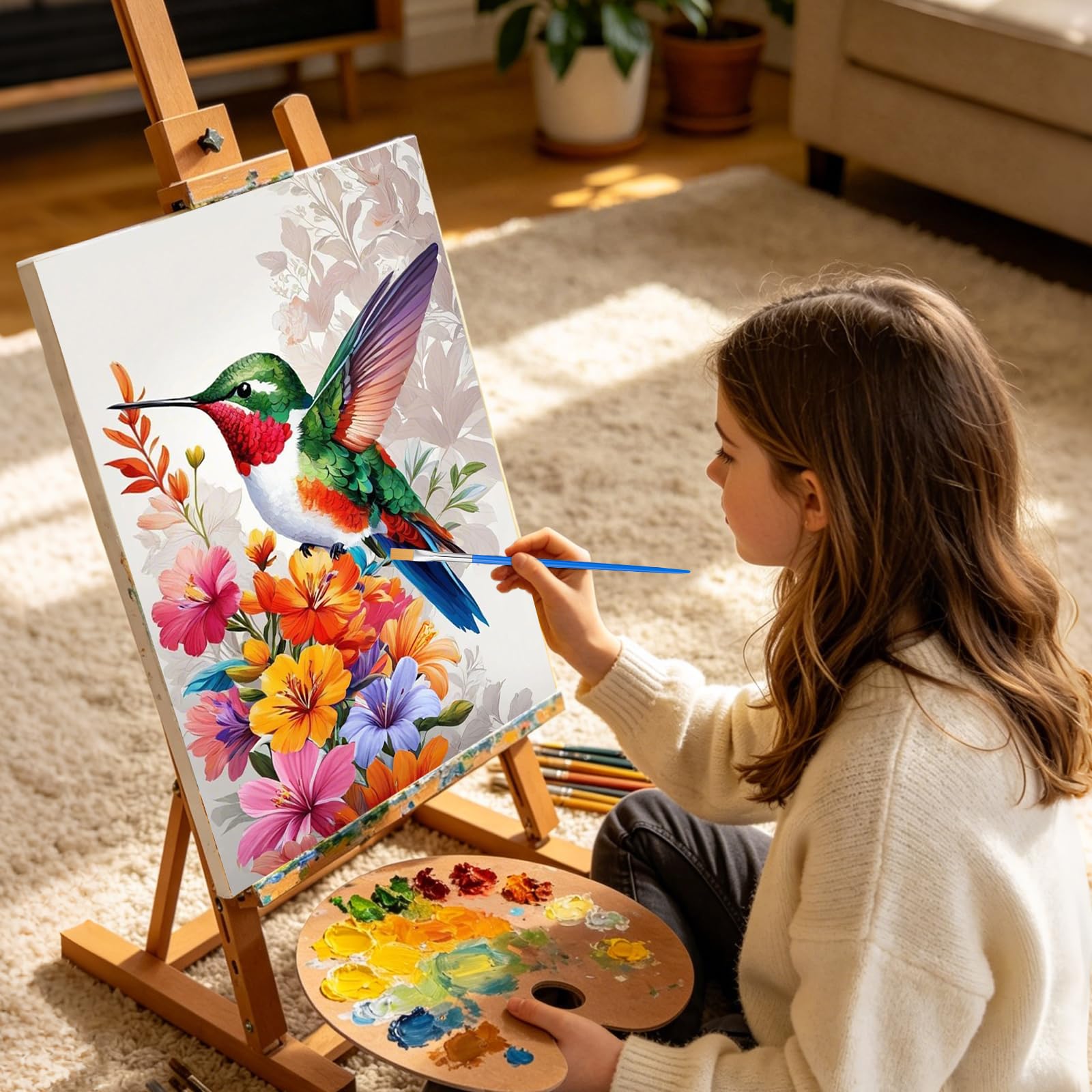Hummingbird Paint by Numbers for Adults with Frame Beginner 8x12 inch, Frame-OP-UK03 - Image 8