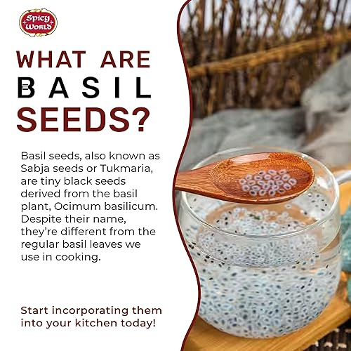 Miniatura 3 de Spicy World Semillas de albahaca en bolsa de 14 onzas - Tukmaria, semillas de sabja - Utilizado en Falooda y Ayurveda