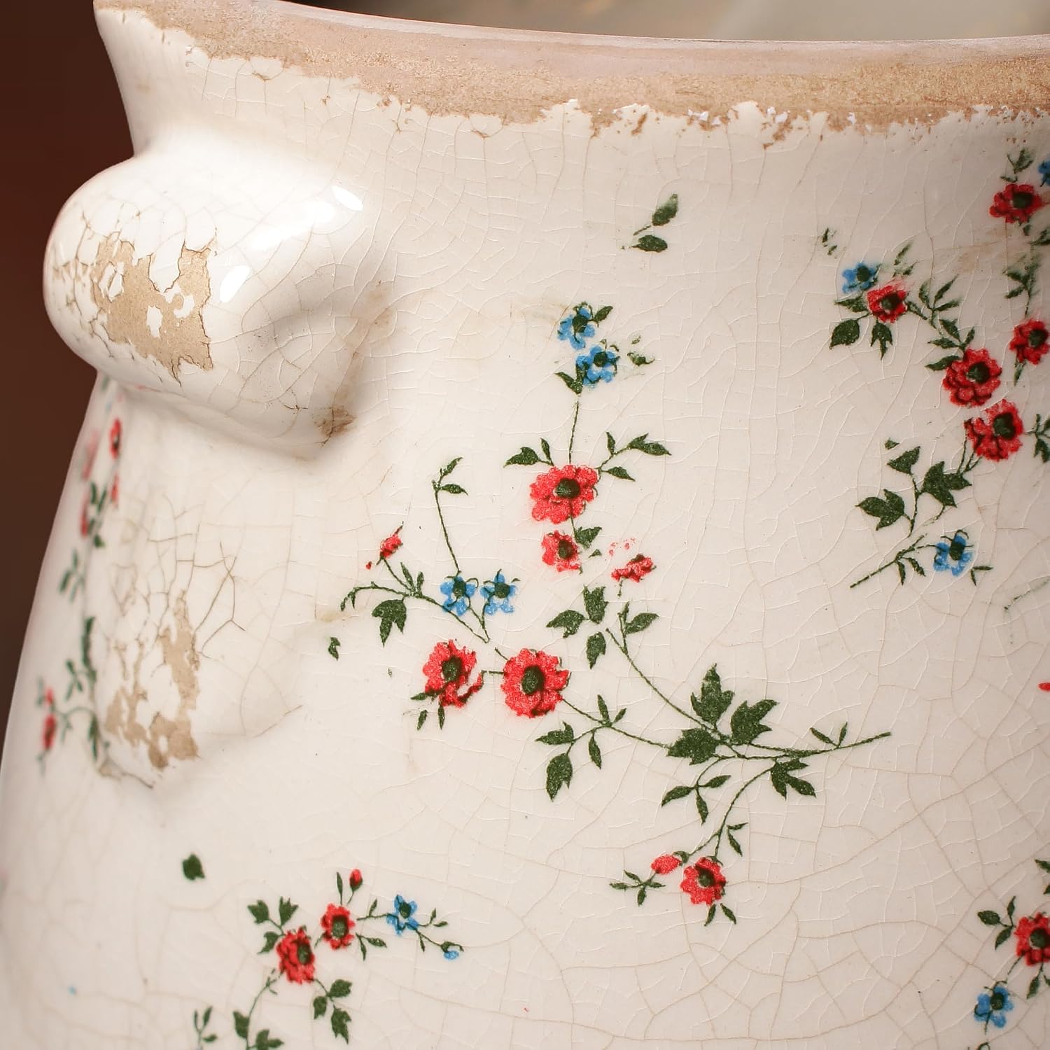 Shabby Chic Ceramic Vase & Flower Pot with Drainage, French Country Decor image 4