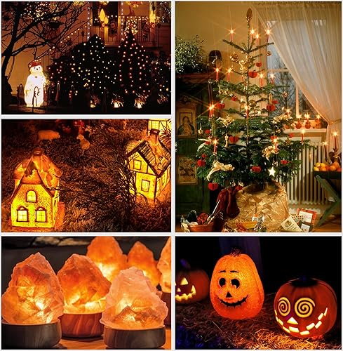 Miniatura 7 de Exiugus - Bombillas LED de repuesto C7 inastillables e impermeables, 0.6 W equivalentes a 7 W, luces blancas cálidas de 2200 K para exteriores,