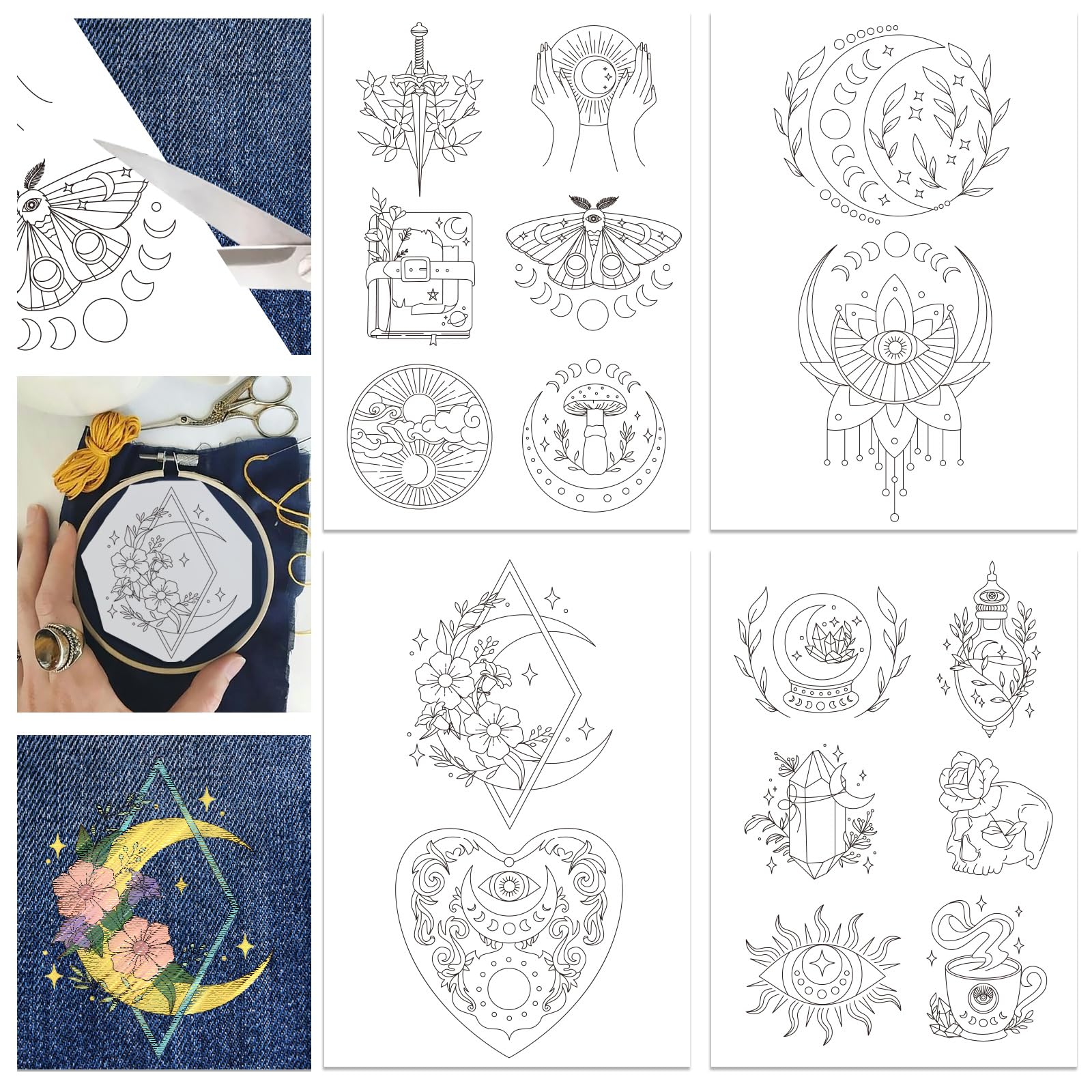 Carta Da Ricamo Stick And Stitch - 4 Fogli A4 Con 140 Motivi Prestampati Idrosolubili Per Ricamo A Mano - Foto 11