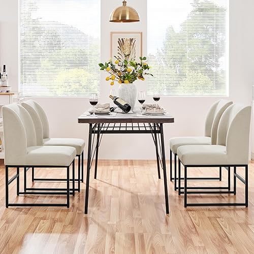 Miniatura 9 de Topeakmart Sillas de comedor modernas, sillas de comedor tapizadas, sillas de invitados sin brazos con patas de metal con respaldo medio para sala