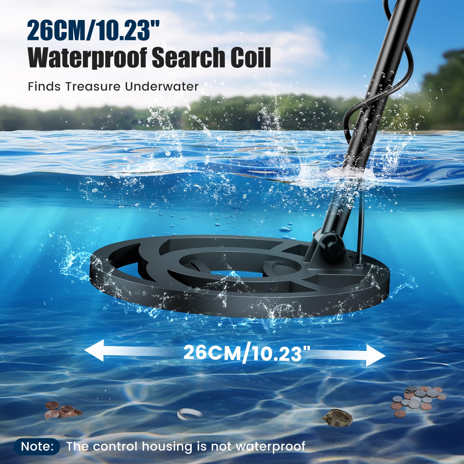 Metal detector professionale con 2 batterie, 5 modalità Metal detector per adulti e bambini, chip anti-interferenza, impermeabile IP68, alimentazione a batteria e USB (Azzurro)