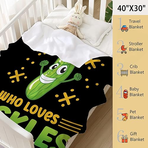 Miniatura 3 de Nagasena Manta Pickle con texto en inglés "Just A Girl Who Loves Pickles", manta de franela cálida para sofá y mascota, ultra lujosa, cálida y