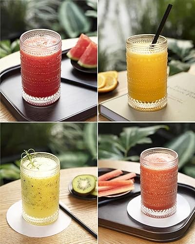 Miniatura 6 de Hobnail - Juego de 8 vasos de vidrio de 12 onzas y vasos de cóctel de 10 onzas, vasos de agua, cristalería de cocina, vasos vintage para whisky,