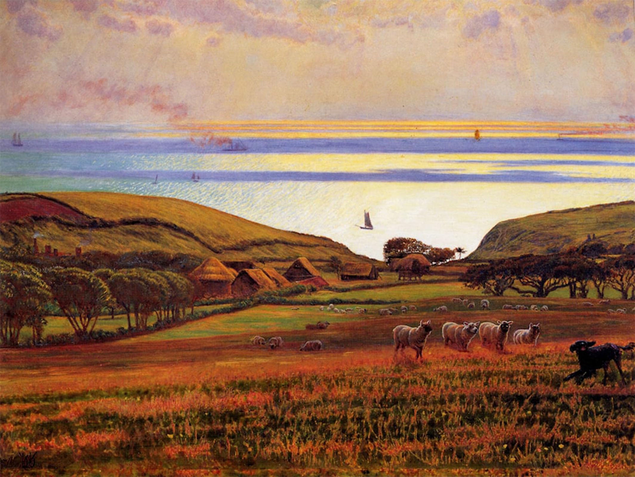 Cuadro de lienzo artístico Fairlight Downs, pintura marina de William Holman Hunt, 60x90cm 5