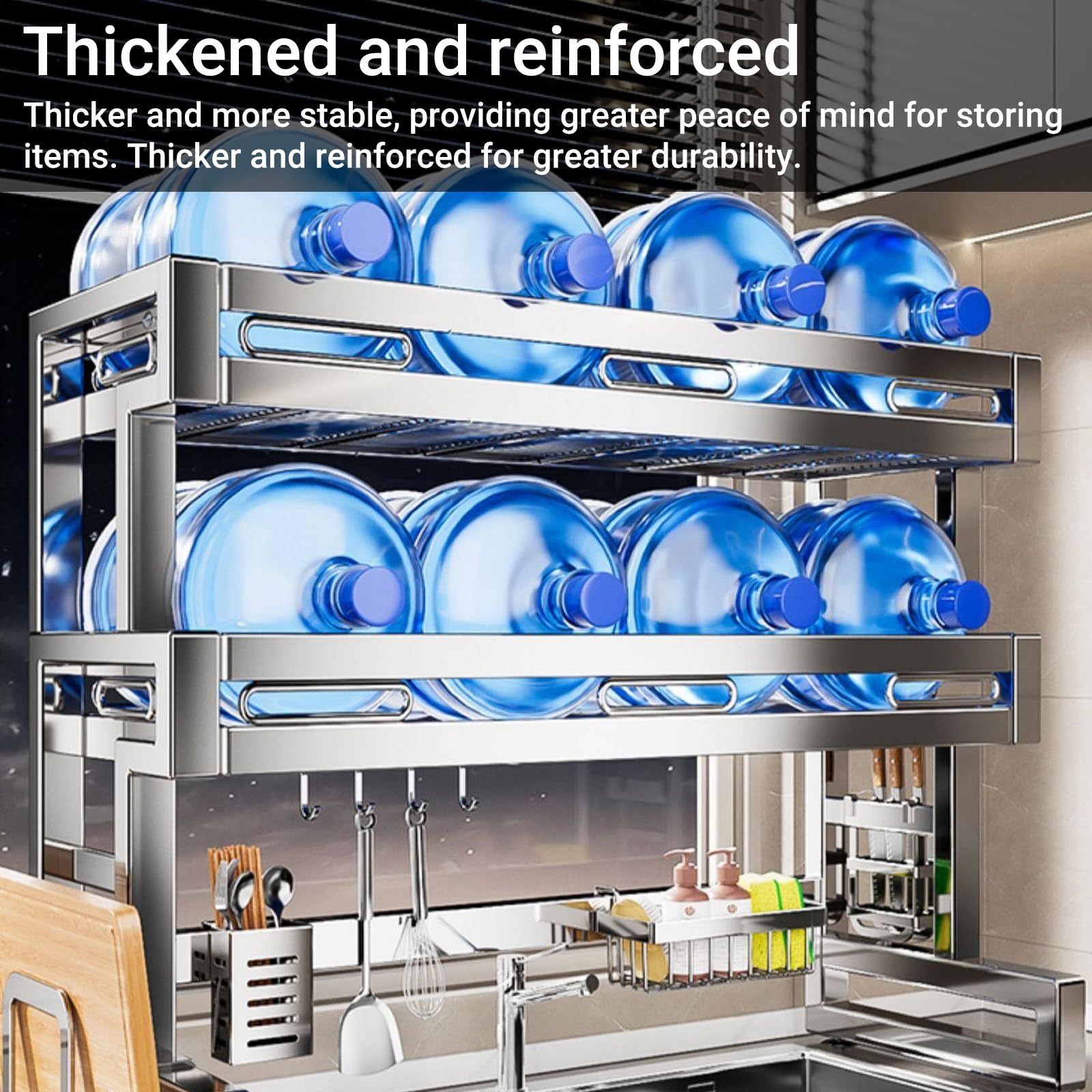 Escurridor de platos de acero inoxidable 304, organizador de encimera de cocina, ahorro de espacio para platos, vasos, cubiertos