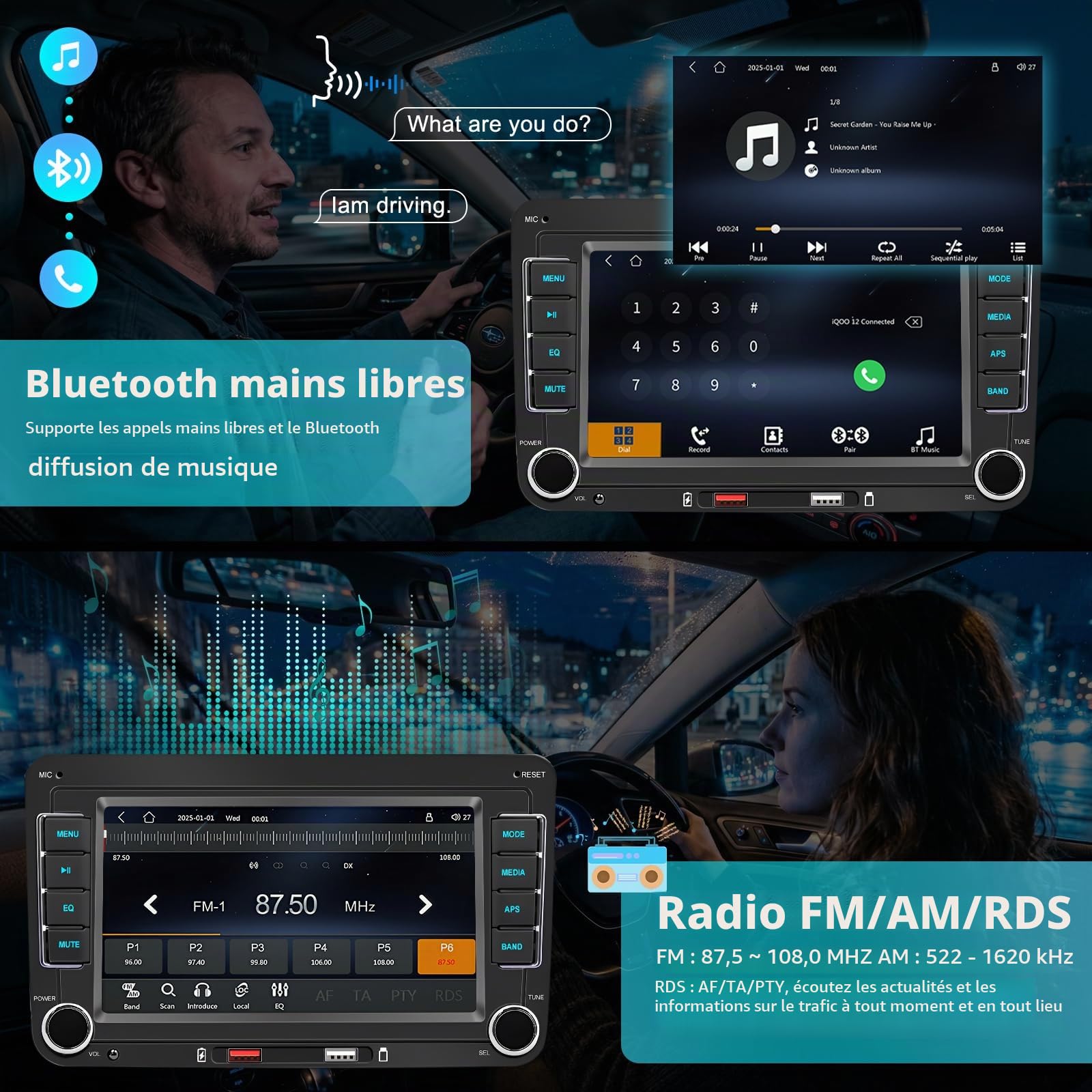 Autoradio pour VW Golf 5 6 Passat Tiguan Jetta Touran Polo Caddy