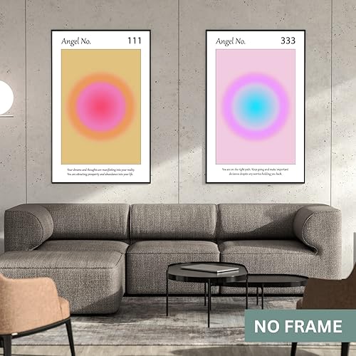 Miniatura 9 de Colorful Gradient Aura Angel Numbers Poster Sets for Room Aesthetic Inspirational Quotes Wall Art Paintings Abstract Minimalist Style Room Wall