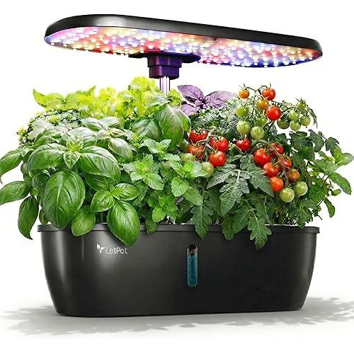 LETPOT Hydroponics Growing System, 12 Pods Indoor Herb Garden Kit with 24W LED Grow Light, 5.5L Water Tank & 16" Adjustable Height, Smart Indoor Gardening System for Kitchen, Home & Gift