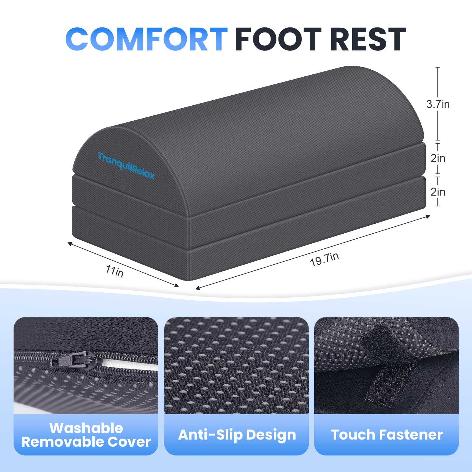 TranquilRelax Reposapiés para debajo del escritorio en el trabajo, accesorios de juegos, taburete con 3 alturas ajustables y funda lavable, cómodos accesorios de escritorio de oficina, reposapiés para
