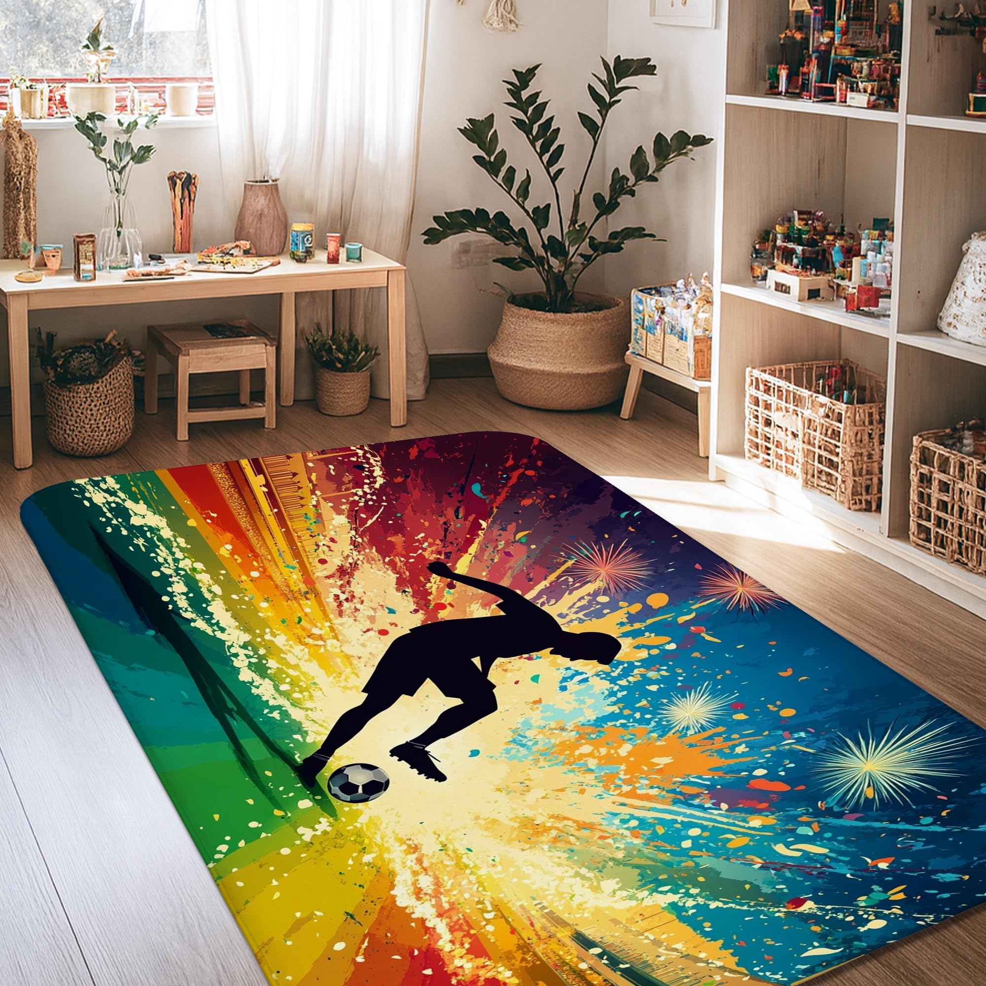 Tapis de football en éponge facile à nettoyer pour salon et appartement