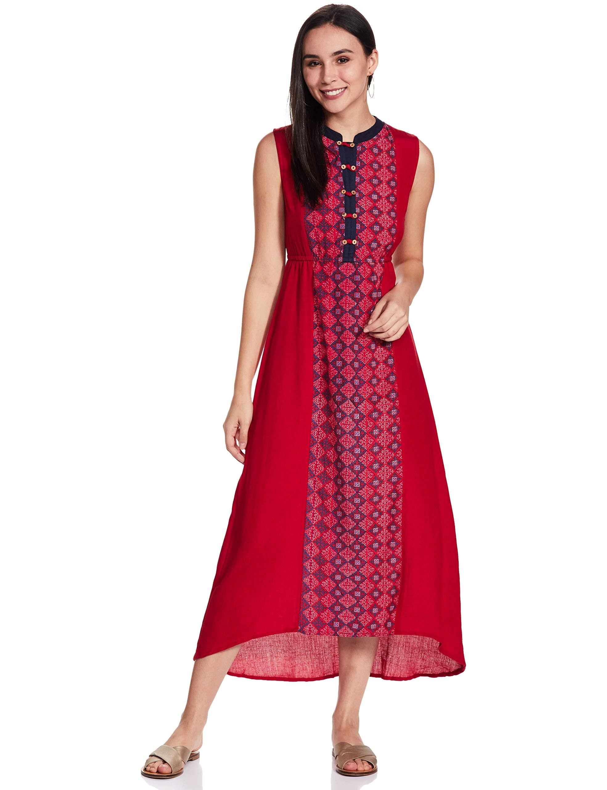 Bronz by Unlimited Women's Rayon A-Line Maxi Dress (4.00018E+11_Red_XS)