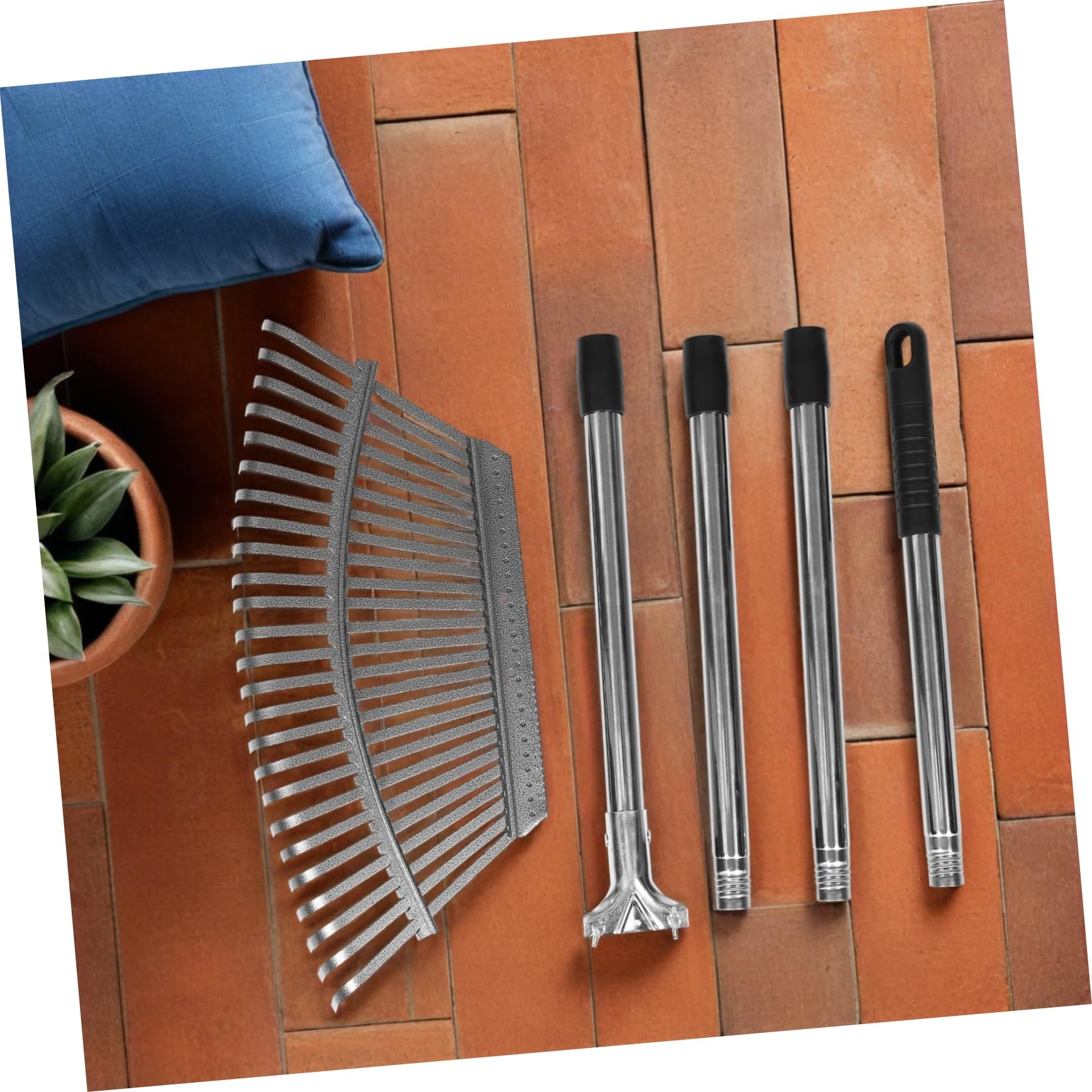 Handrechen mit 25 Zinken aus Edelstahl für Garten und Rasenpflege