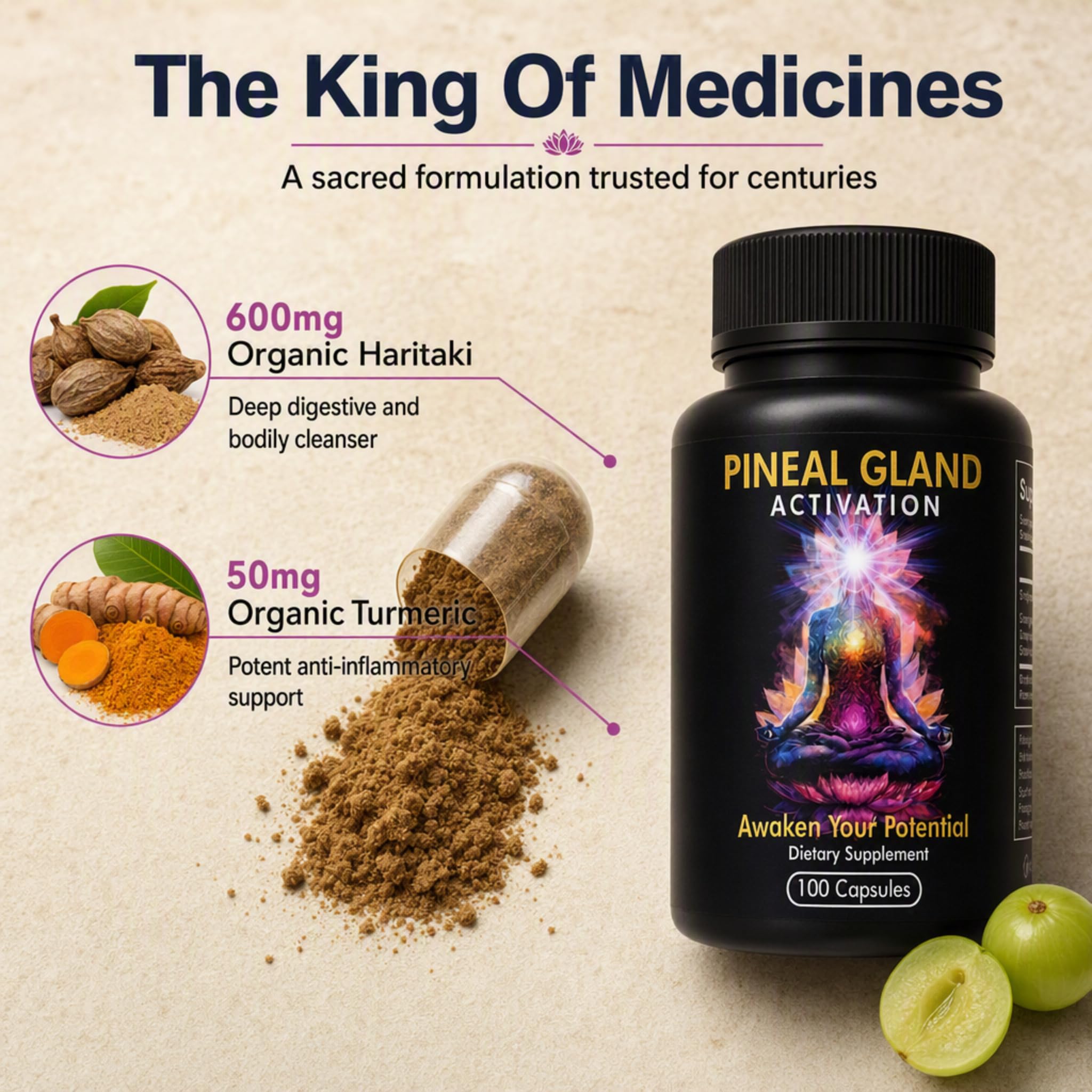 Kailash Herbals Haritaki Pineal Gland Activation Supplement, 100 Vegan Capsules — Amazon image 5