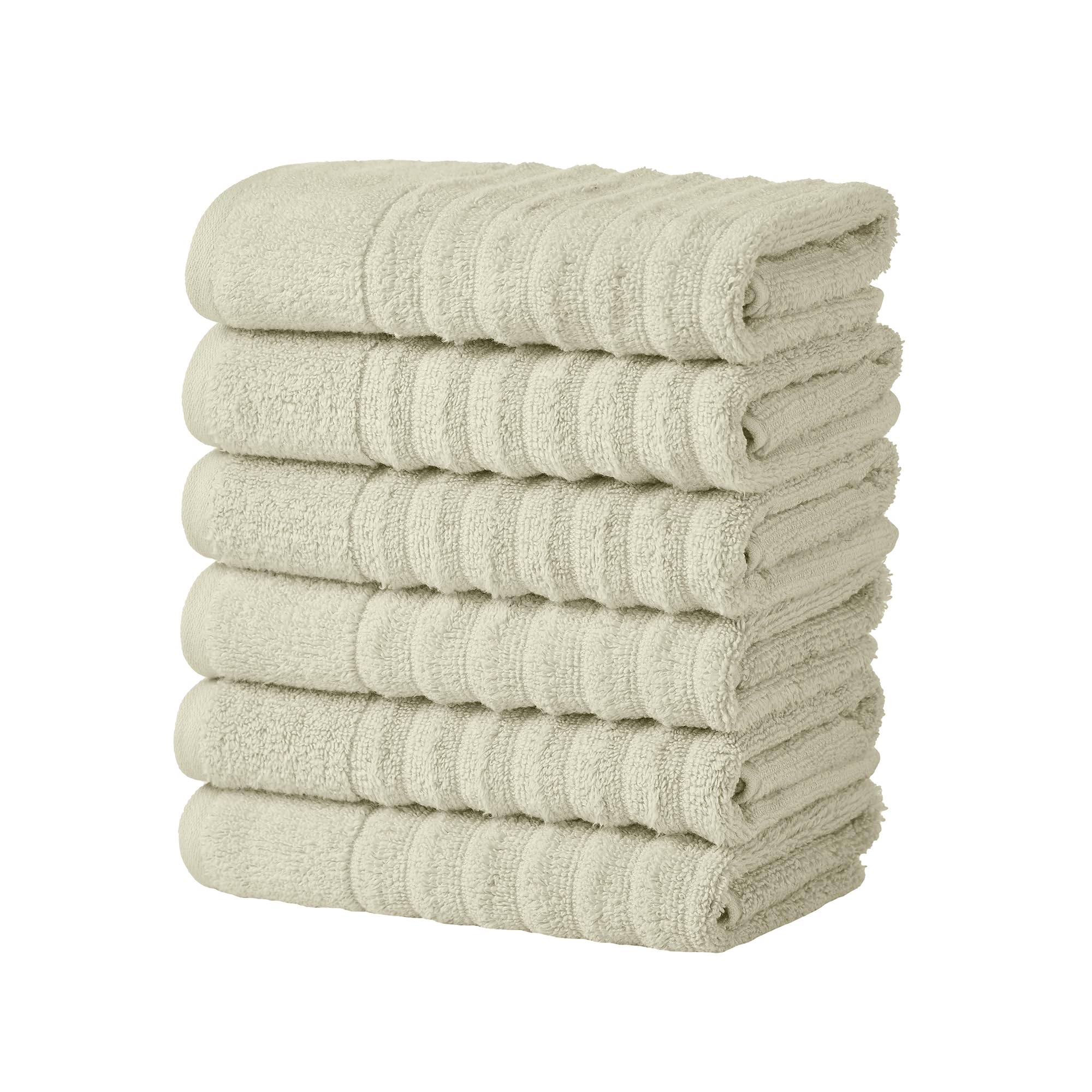 Green Hand Towels - Luxury 100% Cotton 6 Pack 26x16 Hand Towel Set - Absorbent & Quick-Dry Towels for Bathroom - Zero-Twist, Combed Cotton (Green Tea)