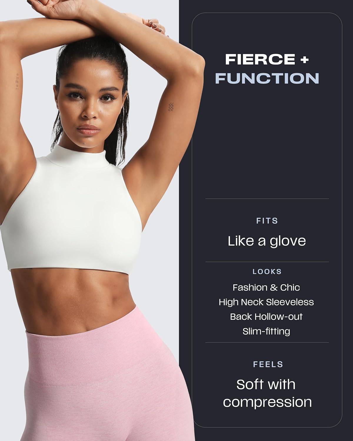 Aoxjox Women's Kim Cutout High Neck Tank Workout Sports Bras Fitness Training Gym Bra Yoga Crop - Image 2