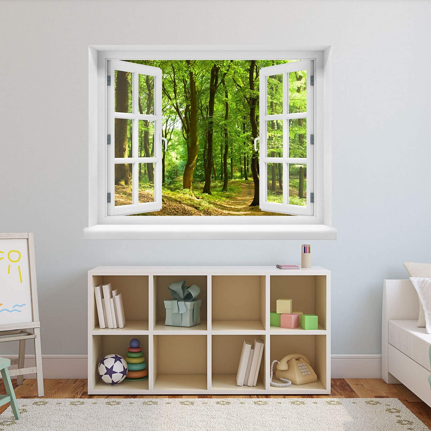 Wandtattoo - Fenster mit Aussicht auf Wald 120 x 94 cm – Wandsticker