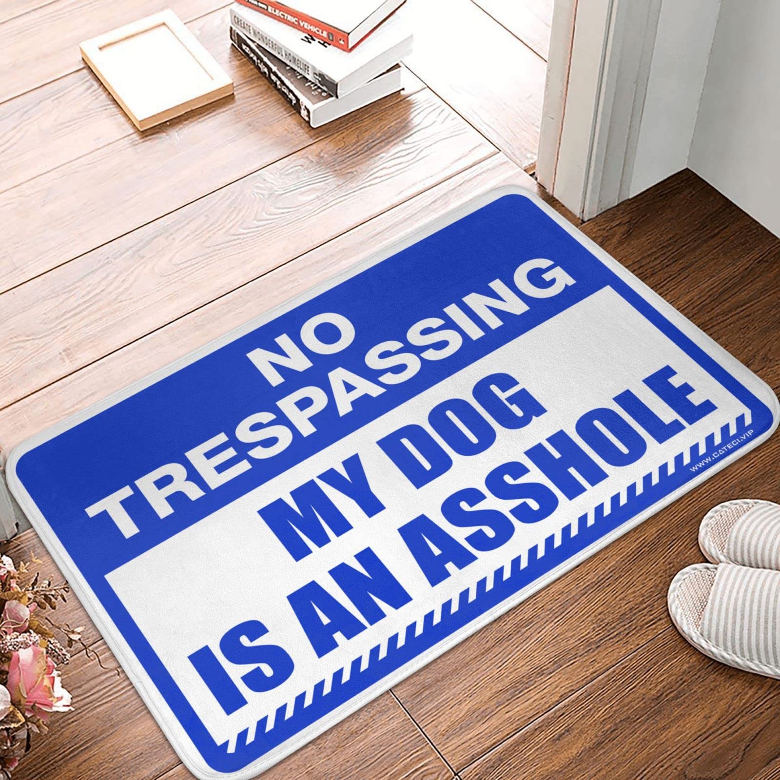 Alfombrilla para puerta trasera impermeable No Trespassing de 65x90 cm