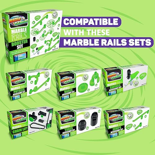Miniatura 7 de Marble Genius Juego de tubos de rieles de mármol juego de 40 piezas de mármol (incluye 25 tubos y 15 medios tubos), complemento para juegos de