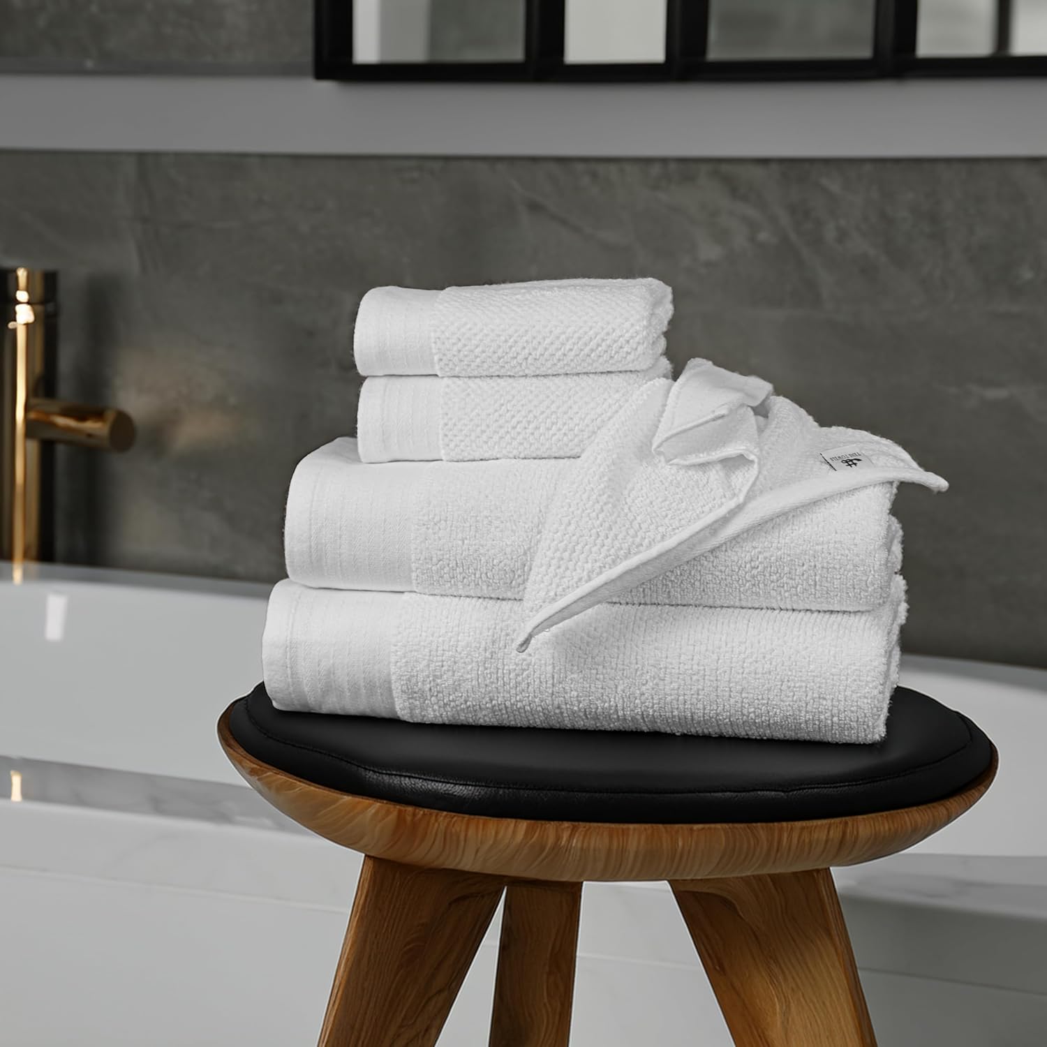 Tens Towels Pack of 8 Popcorn Textured Luxury Towels Set, 2 Extra Large Bath, 2 Hand, 4 Washcloths, 100% Cotton, Plush Hotel Quality, Super Absorbent, Perfect for Your Bathroom, White
