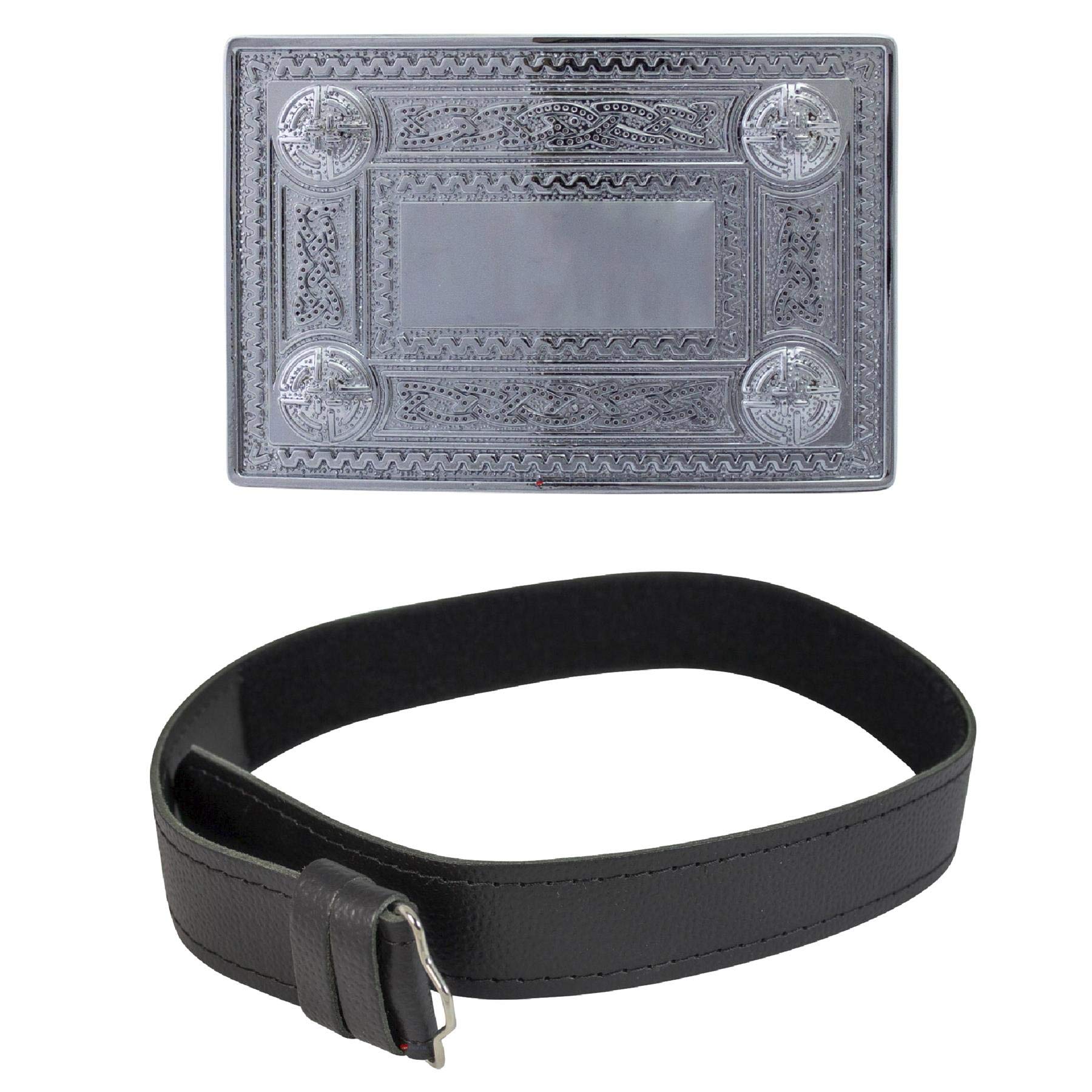 I LUV LTD Boys Kilt Belt Buckle Celtic Knot Polished Finish with Leather Hook and Loop Belt Childrens 3