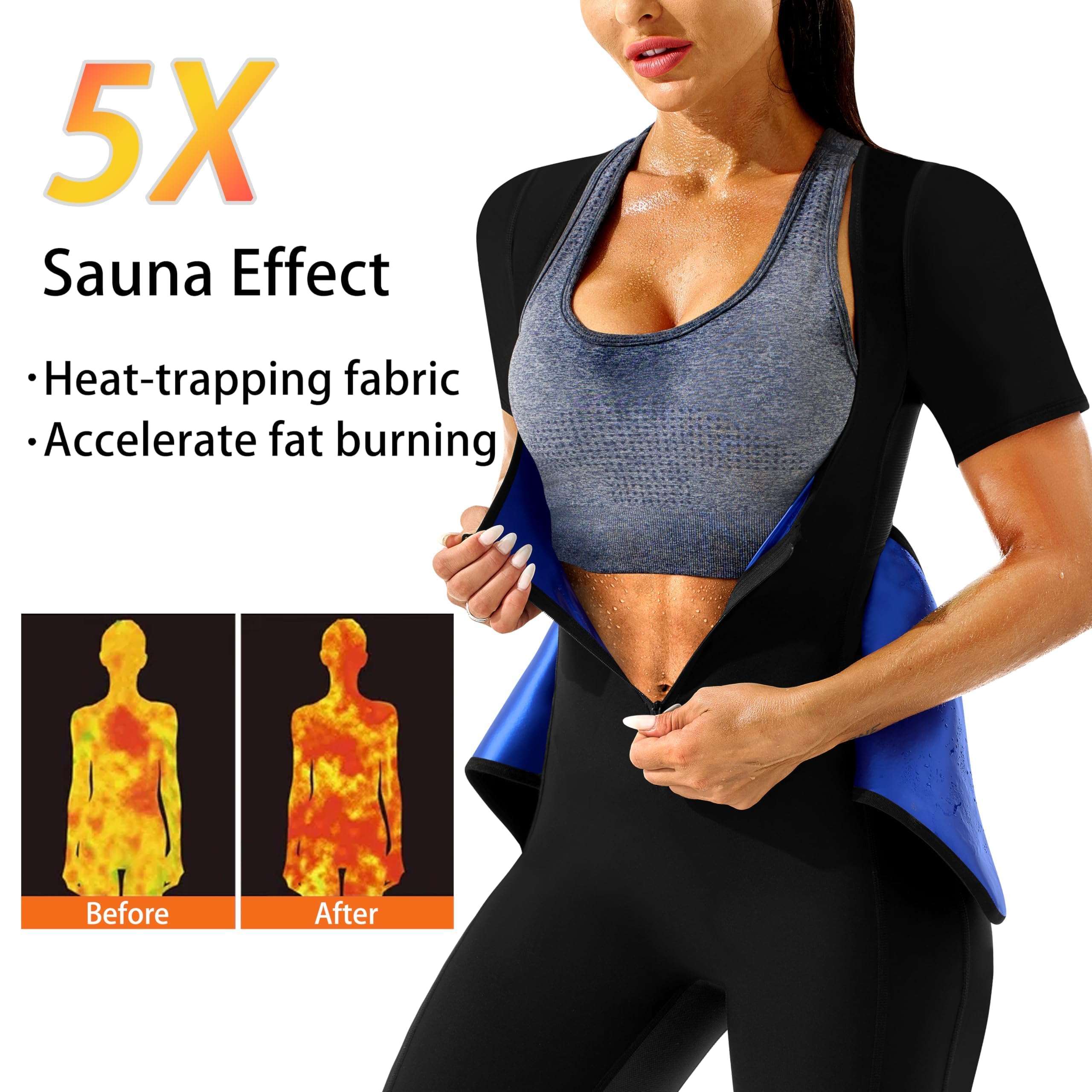 Tuta da sauna dimagrante 4 in 1 per donna modellante corpo con pantaloncini