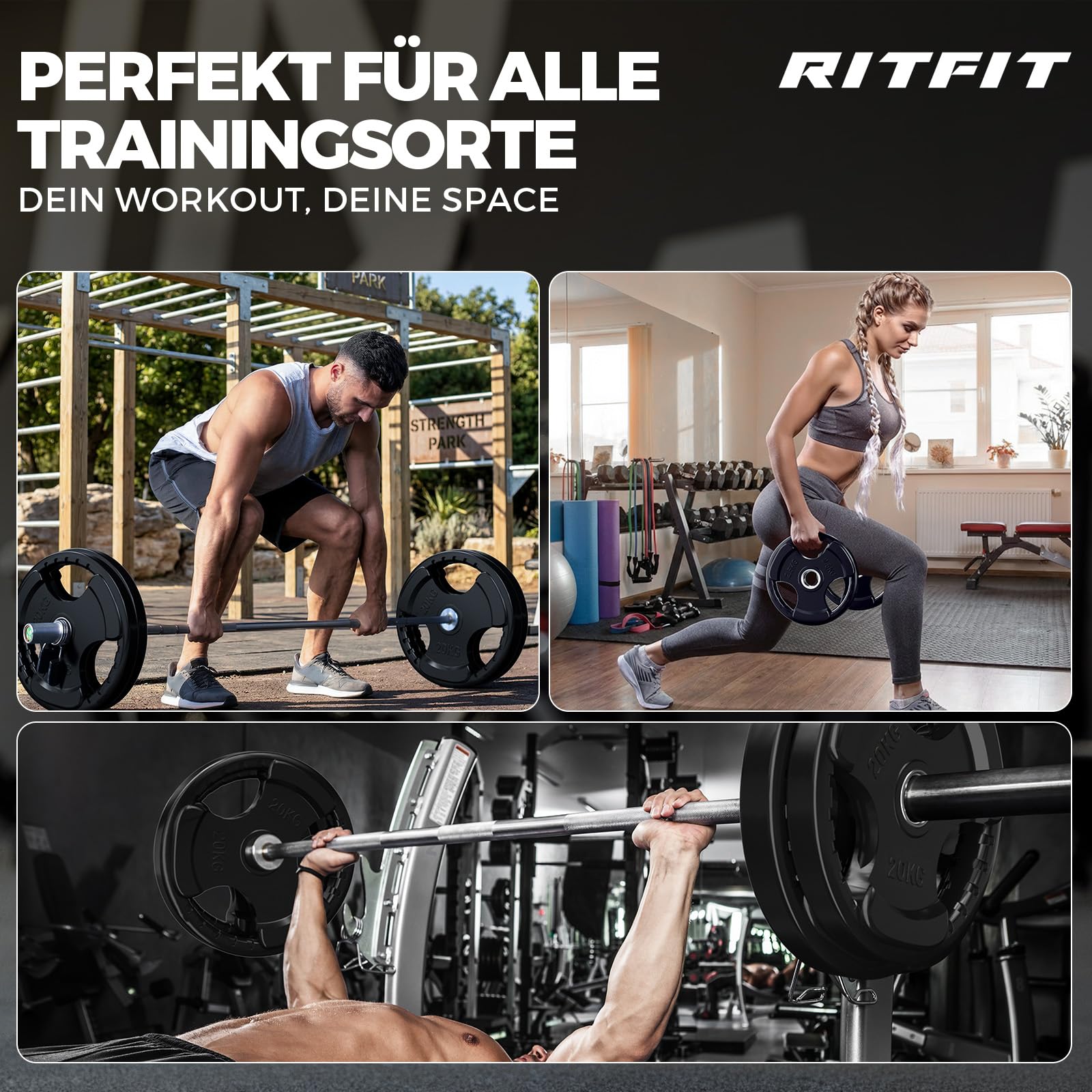 RitFit Juego de discos de pesas olímpicos, 2,5-25 kg