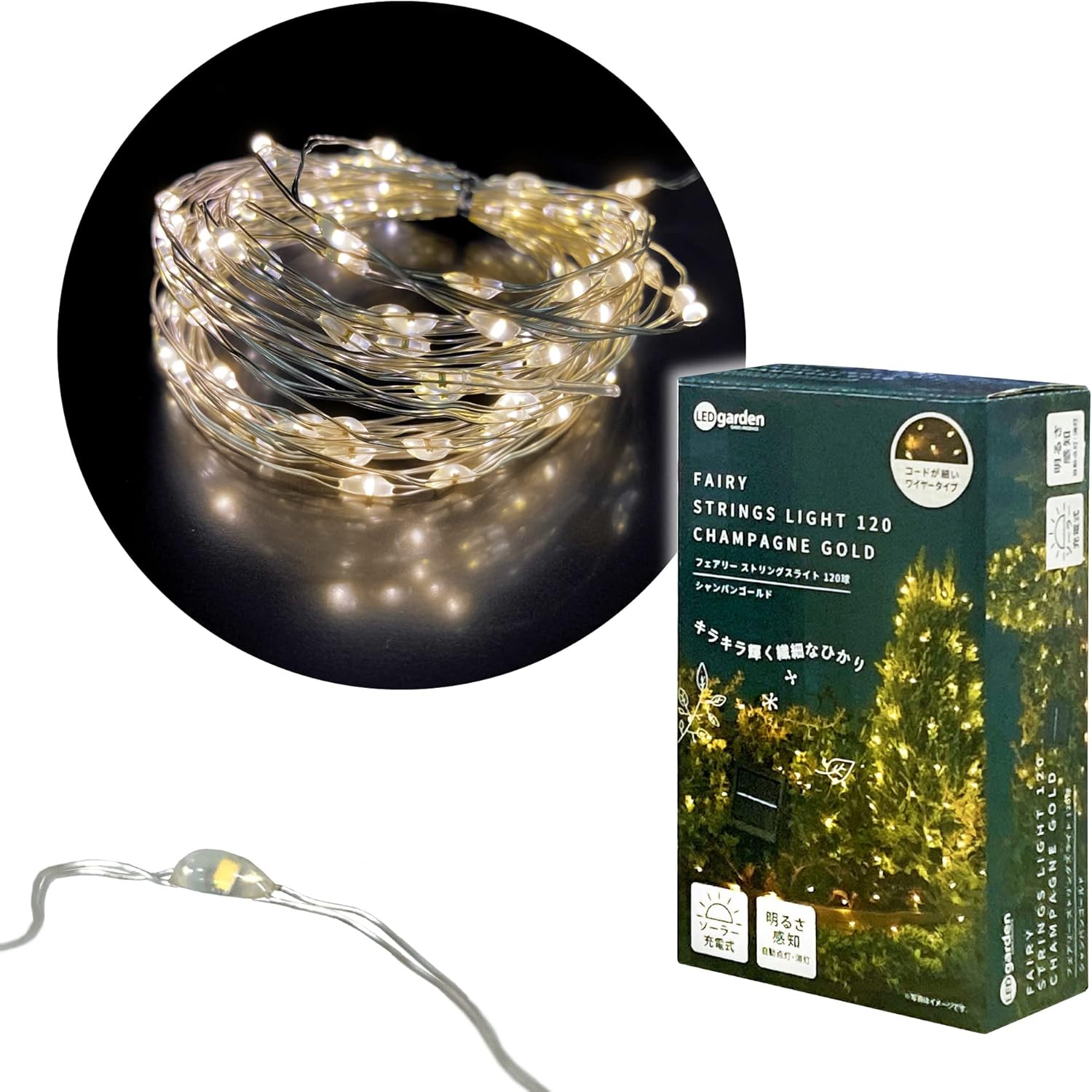 Amazon タカショー イルミネーション フェアリーストリングスライト 120球 シャンパンゴールド 【LSIS120CG