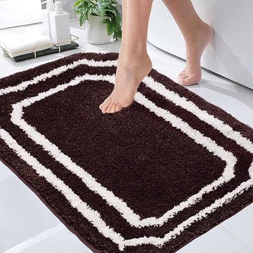Miniatura 15 de Tapete de baño festoneado negro de 26 x 18 pulgadas, tapetes de baño suaves y absorbentes, lavables a máquina, de microfibra, para bañeras, lavabos