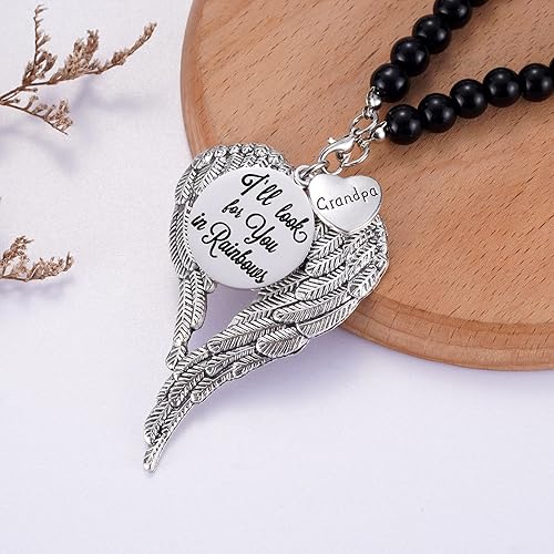 Vista 10 de Alas de ángel colgante conmemorativo regalo conmemorativo para la pérdida de mamá, papá, abuela, abuelo, hijo, hija, adorno de recuerdo para espejo