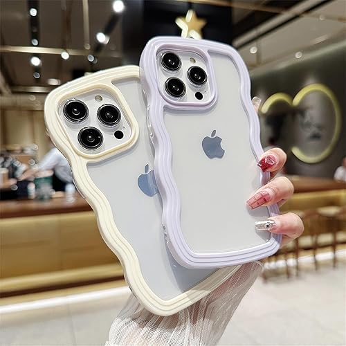 Miniatura 3 de Funda diseñada para iPhone 13 Pro Max de 6.7 pulgadas, bonito diseño de forma de marco de onda rizada con purpurina kawaii con purpurina brillante,