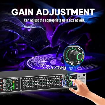 Stereo Graphic Equalizer 15 Band EQ for Home Audio System Rackmount Dual Channel Pro DJ Equalizer with Subwoofer Output Noise Reduction EQX-215S